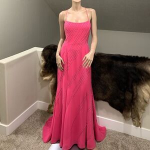 Elegant Vintage Style, All Over beaded and Cross Back Mermaid Gown